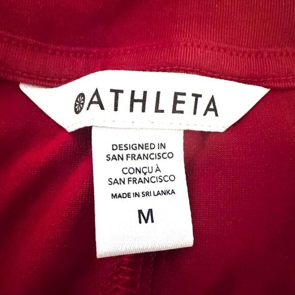 Athleta Round Neck Quarter Sleeve Tunic or Short Mini Dress Red Medium - Picture 3 of 4